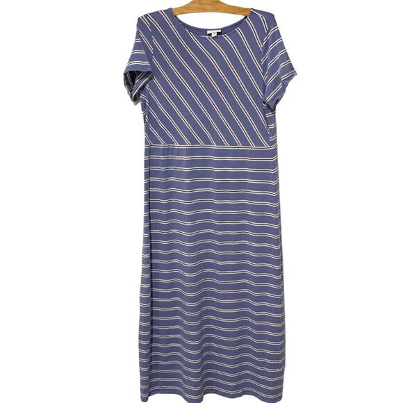 J. Jill | Maxi Dress Long Short Sleeve Striped Stretch- Size Large Tall - Picture 1 of 7